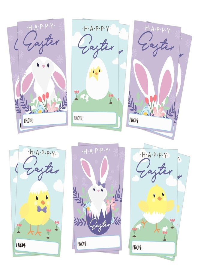 DETIHO Easter Gift Tags Stickers, Happy Easter Name Tags Gift Present Labels, Easter Bunny Chicks Gift Tags for Spring Holiday Decor School Favor, 2.1x3.5 in & 60 Pcs-C02 - Image 1